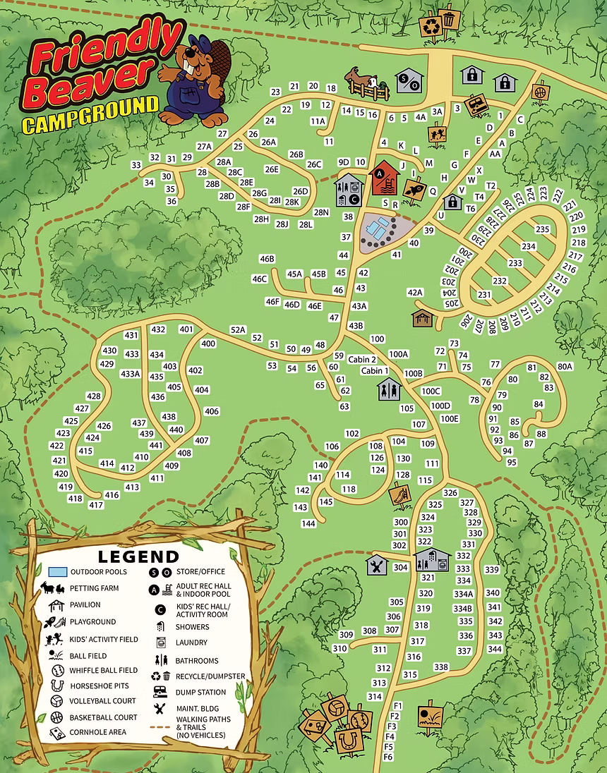 Friendly Beaver Campground Map